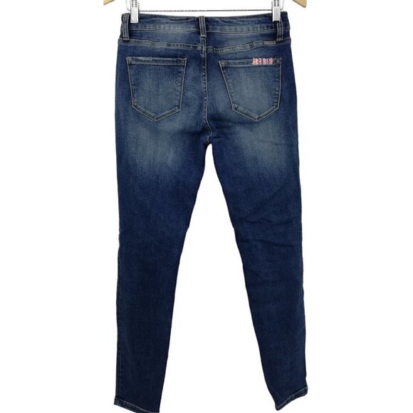 Kancan Mid-Rise Super Skinny Patch Distressed Jeans Size 9/28 Boho Southwest - Picture 7 of 13